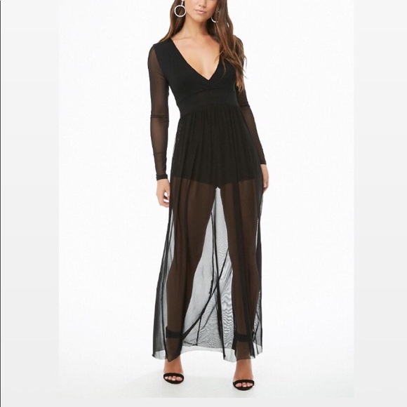 knee length dresses for ladies Mesh Abstract Bodycon Maxi Dress